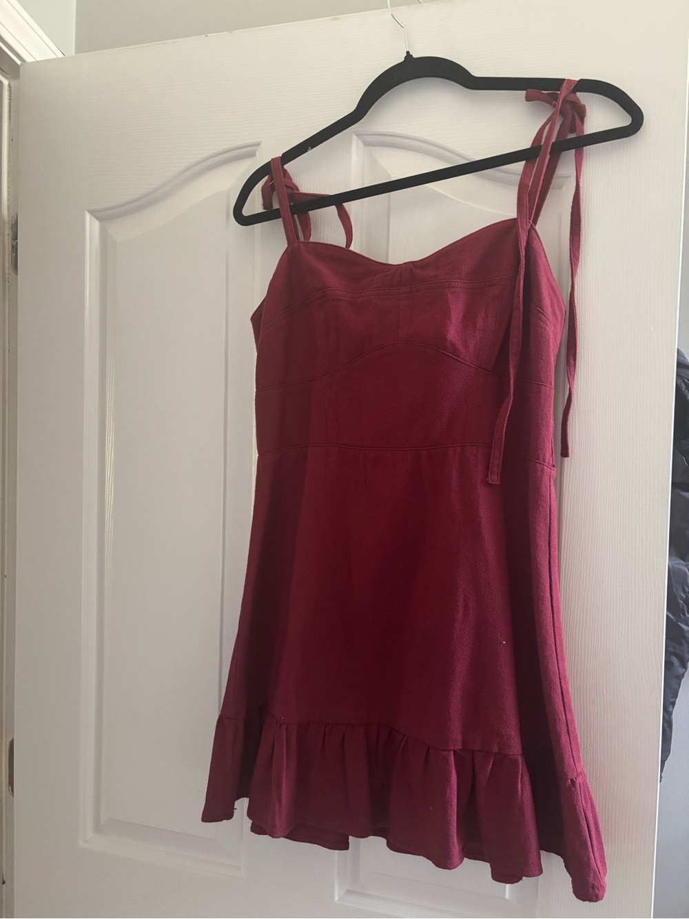 Women’s Burgundy Mini Dress with Tie Straps